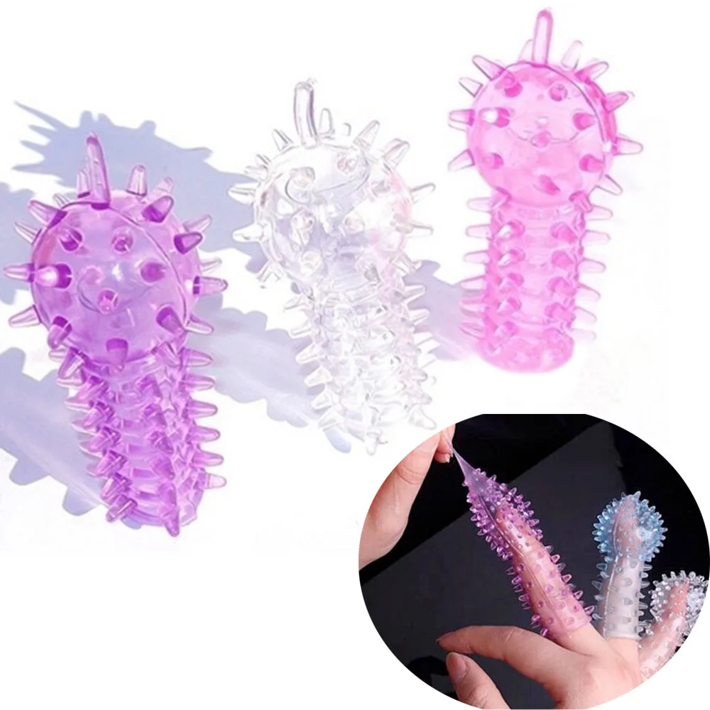 Finger Condoms Thorn Vibrating Sleeve Masturbator Extender Dotted Clitoral Orgasmic GSpot Stimulator Sex Toys For Women 3pcs