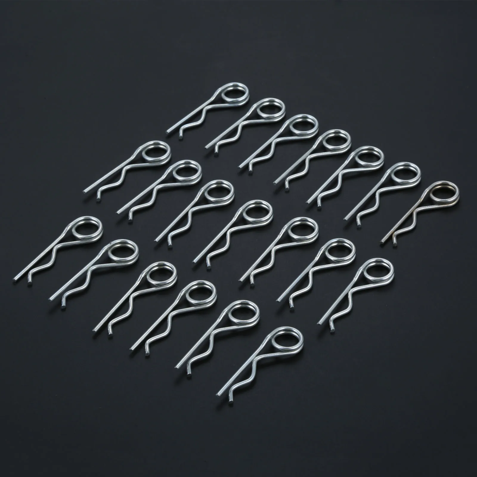 Steel Cotter Hitch Pins 20pcs M2*50mm Steel Cotter Hitch Double Ring Pins Double Coil R Clip Retaining Cotter Hair Pins for Trailer Stroller Cargo Boat