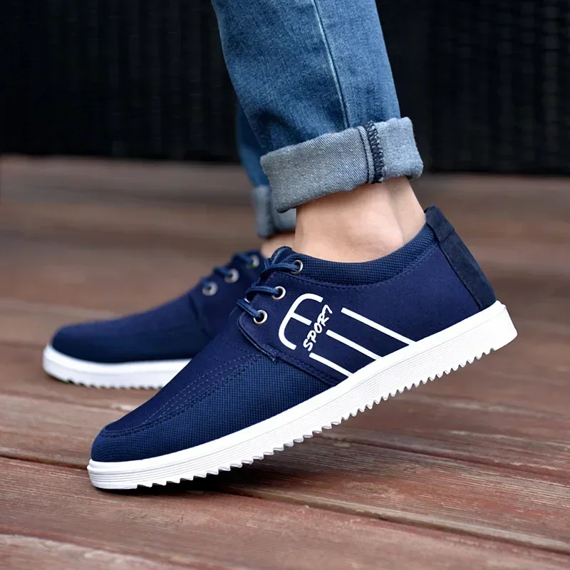 Men's Sneakers Lightweight Canvas Shoes Summer Mens Vulcanized Shoe Breathable Work Shoes Lace-ups Men Driving Shoes Zapatillas 4