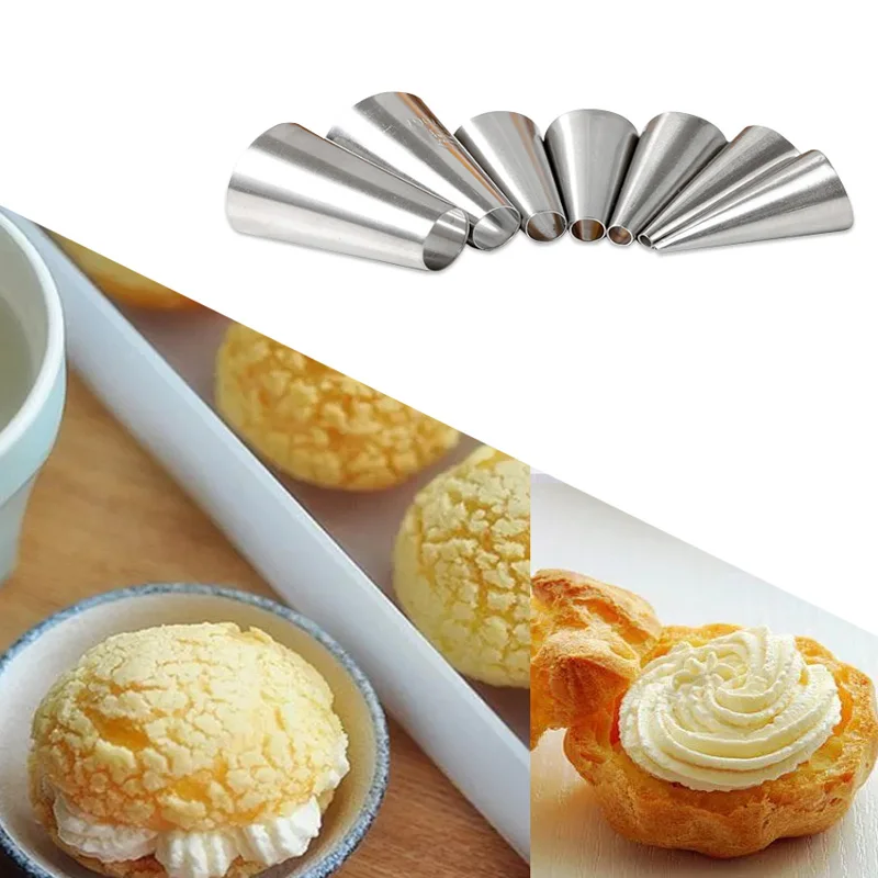 

801-809 Different Size 304 Stainless Steel Round Mouth Nozzles Cream Cake Decorating Kitchen Bakery Tools DIY Cake Decorating