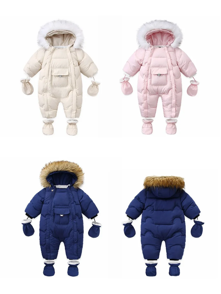 Fleece-Lined Winter Baby Romper 6