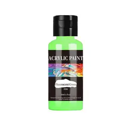 24 - Color Rich Acrylic Paint Set for Fabric, Leather, and DIY Projects (Fluorescent Green)