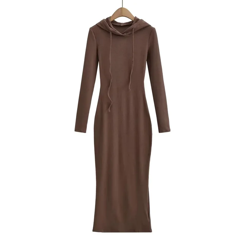 Sun-imperial Fitted Hooded Ribbed Jersey Midi Dress