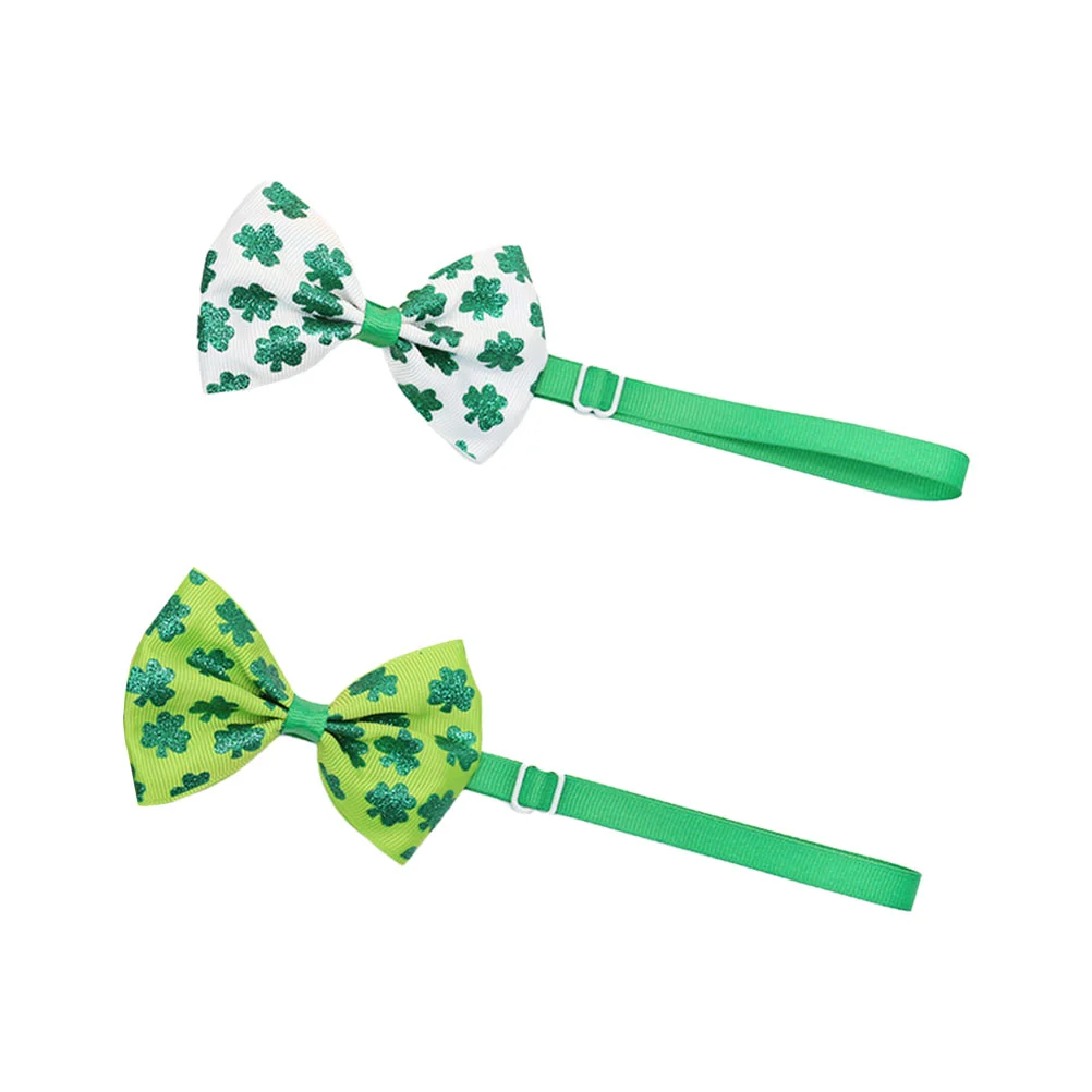 

2pcs St Patrick's Day Pet Costume Animal Decor Ties Irish's Festival Pet Clovers Animal Decor Ties