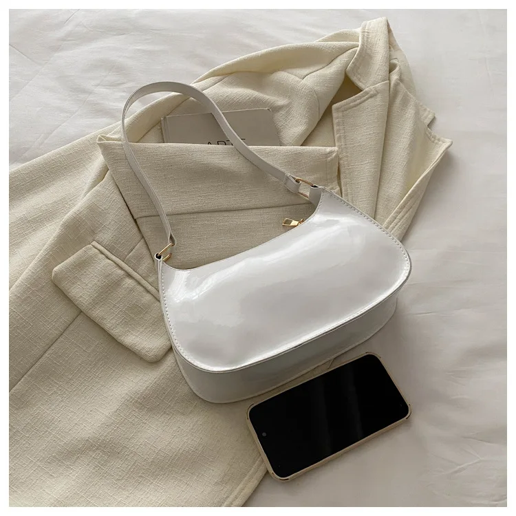 Chic Shiny Pu Leather Underarm Women's Bag, Minimalist Tote Bag, Texture Stylish Commuting Handbag, Daily Outfit Shoulder Bag