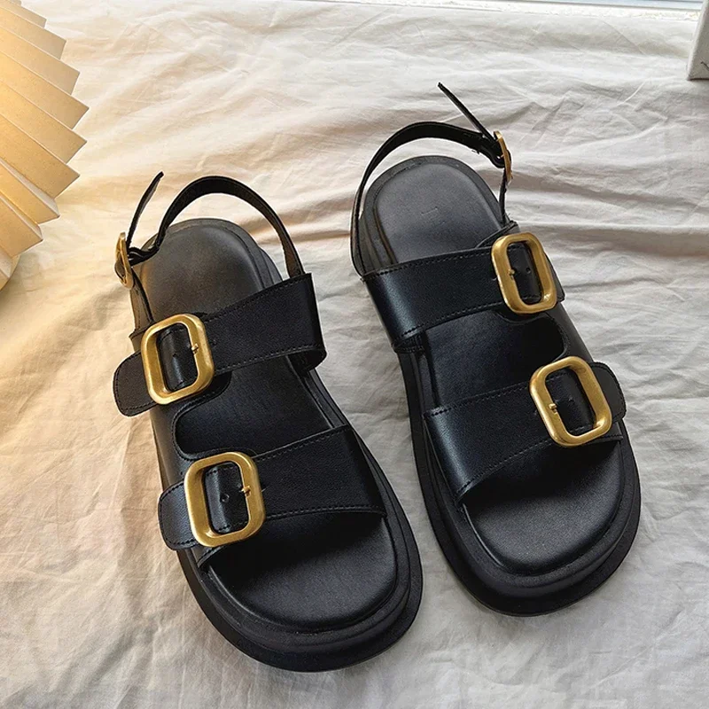 Women Sandals Gladiator Platform Summer Women Flat Fashion Casual Metal Buckle Soft Bottom Ladies women sandals women flats comfortable sandals