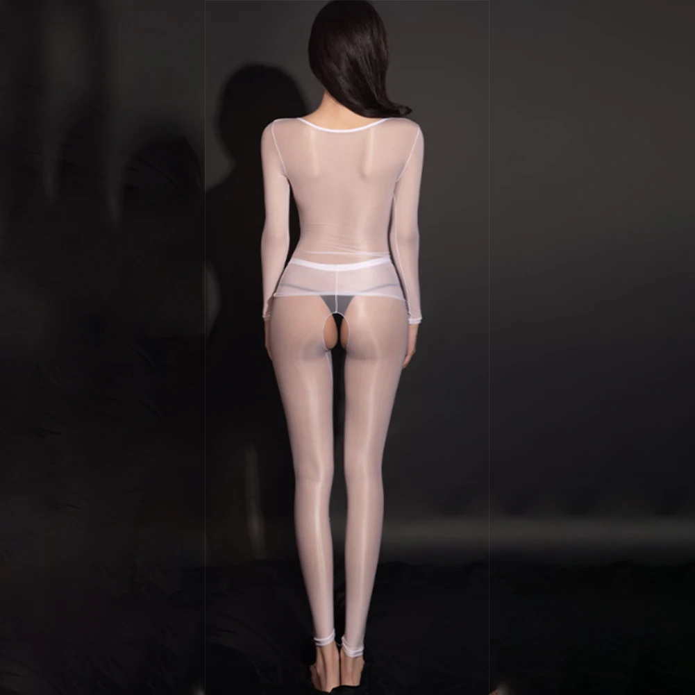 ​Women Oil Glossy Erotic Pants Female See Through Pantyhose Smooth Open Crotch Stockings Transparent Tights Leggings Nightwear