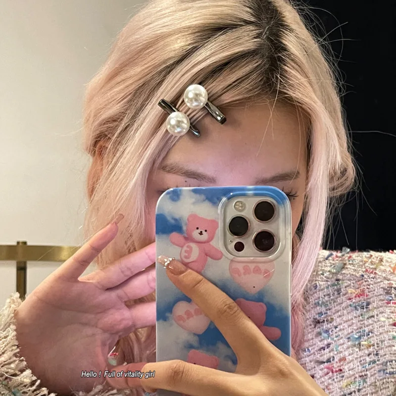 

2pcs Silver Simulated Pearl Hair Edge Clips Pearl Bangs Side Hairpins Hair Accessories Korean Fashion Hair Styling Barrette New