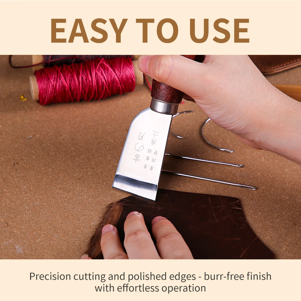 Leather Skiving Knife Leather Skiving Knife with Wooden Handle For DIY Leathercraft Working Tool