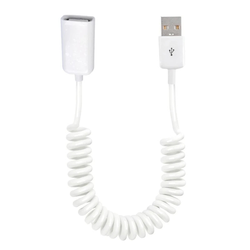 Coiled USB Extension Cable - 1M/3.2Ft Spring Telescopic Adapter
