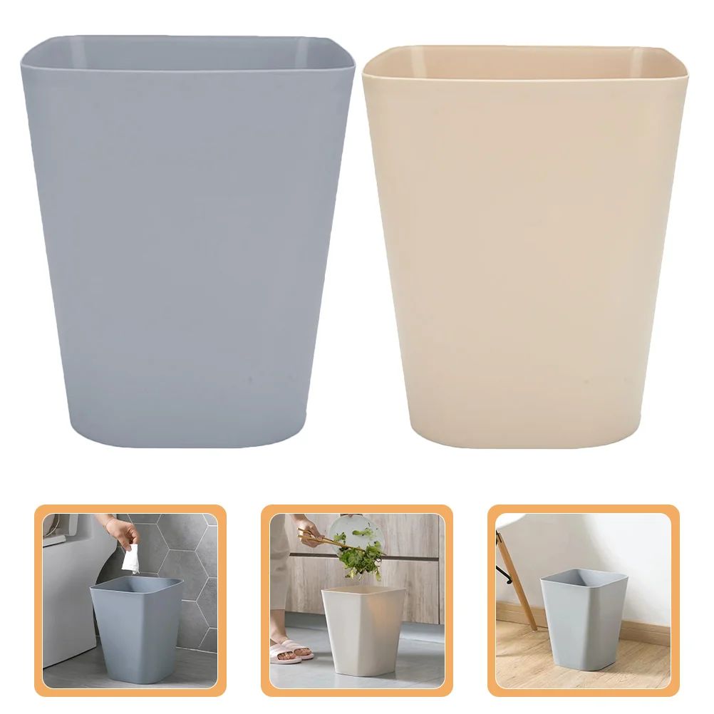

2 Pcs Garbage Can Portable Trash Bin Wastebasket Office Bedroom Trashcan Plastic Bathroom Bins