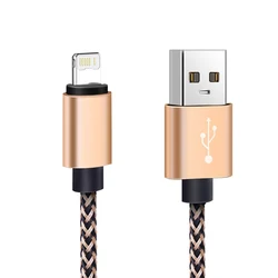 Durable Nylon Braided USB Data Charger Cable - Fast Charging Cord - 0.25m (Gold)