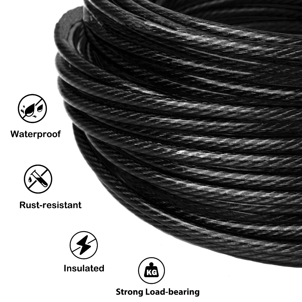 2/3/4/5/6mm Coated PVC Plastic 304 Stainless Steel Wire Rope Cable 5M/10M/50M/100M stainless steel wire rope steel wire rope