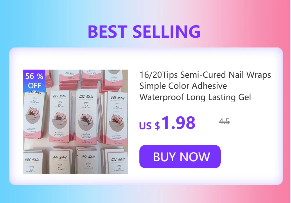 16/20/22Tips Semi-Cured Gel Nail Patch Adhesive Sliders Long Lasting Full Gel Nail Stickers DIY Manicure Harden In UV Lamp Need
