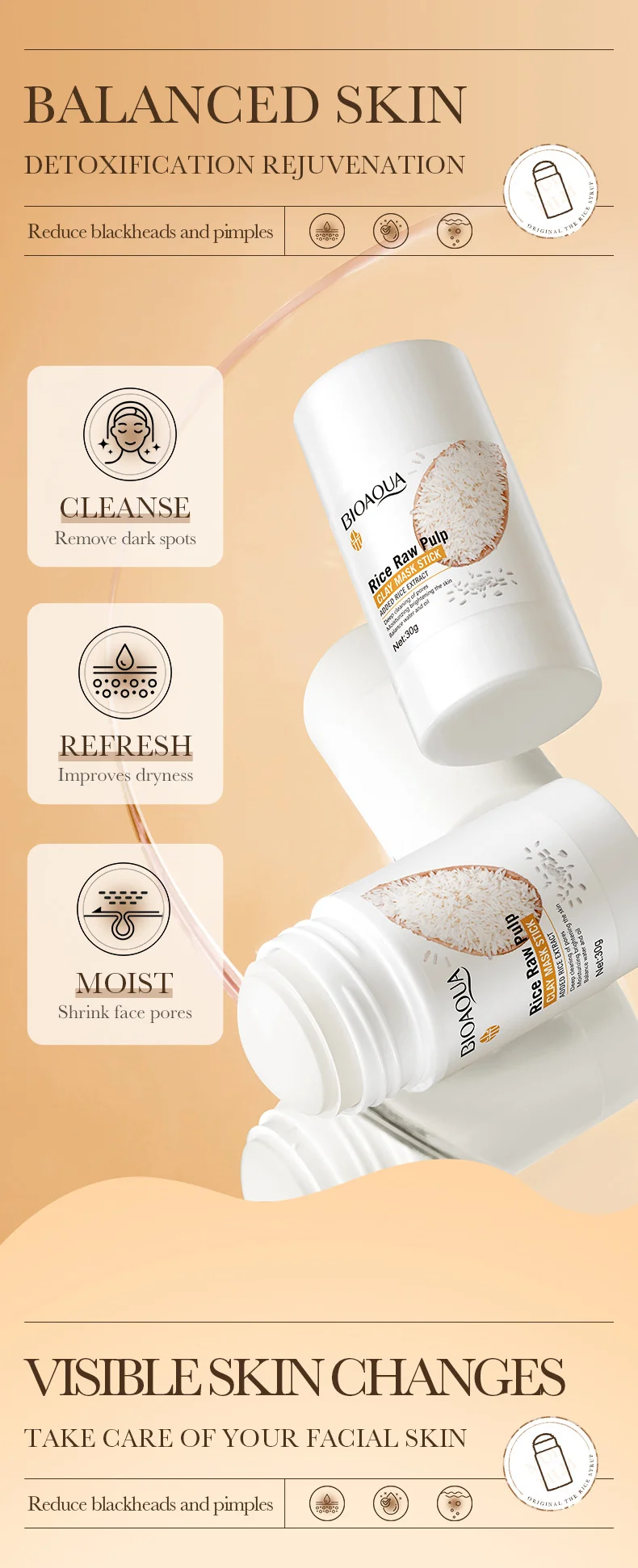 Description Picture 6 of itemFacial Remove Blackhead Rice Solid Mask Acne Blemish Black Dots Clean Face Shrink Pores Stick Cream Brighten Korean Skincare New