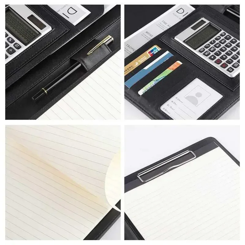 가죽 문서 정리함 파일 Padfolio PU 케이스 바인더, 사무실 비즈니스 관리자 폴더 패드