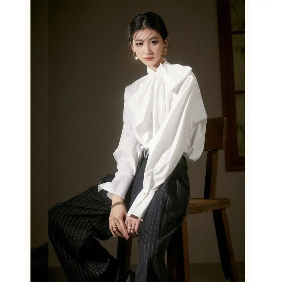 White Shirt Female 2024 Spring and Autumn New French Retro