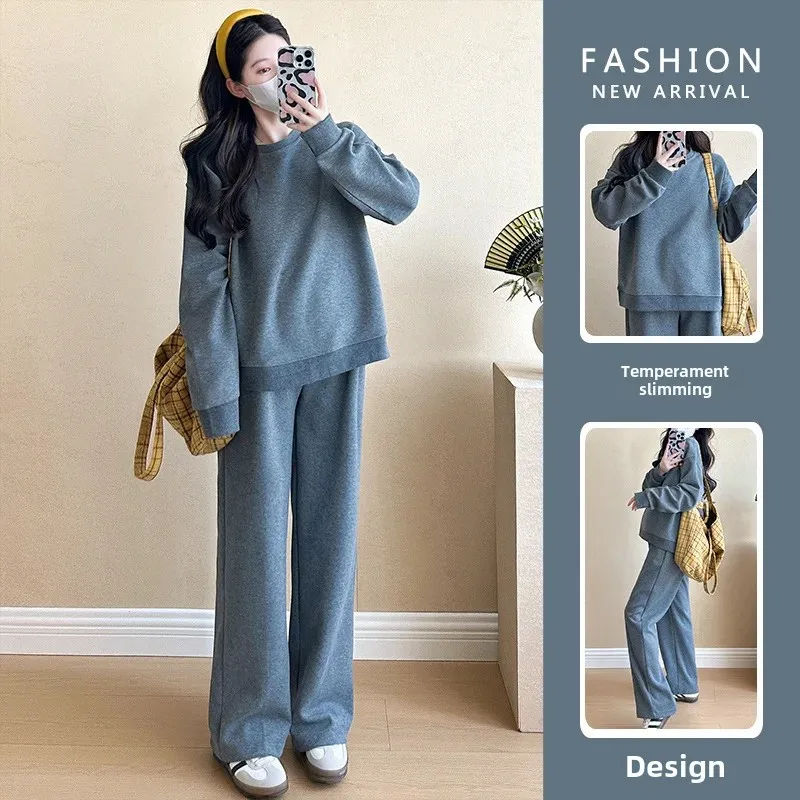 Fashionable Maternity Clothes Set Loose-fit Casual Sweatshirt Pants 2-piece Set For Pregnant Women Age-reducing Autumn Arrival