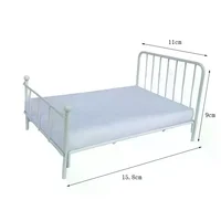 1 pièces décoration de scène de chambre à coucher 1:12 maison de poupée lit en métal Mini meubles de poupée cadre en fer lit simple modèle accessoires de maison de poupée 5