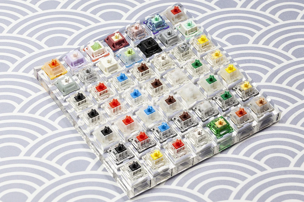 Gateron Switch Tester com Base Acrílica Keycaps em Branco Rei do Óleo do Dragão Branco e Verde Jade Magnético Marrom Amarelo Prata e Branco - Imagem 5