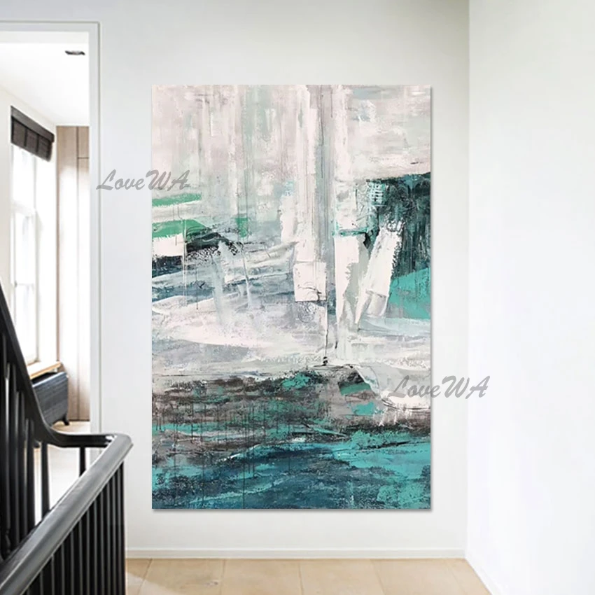 

Картина на холсте, настенное искусство, абстрактная синяя белая акриловая живопись, искусство, оптовая продажа 3d картин без рамы, декор детской комнаты