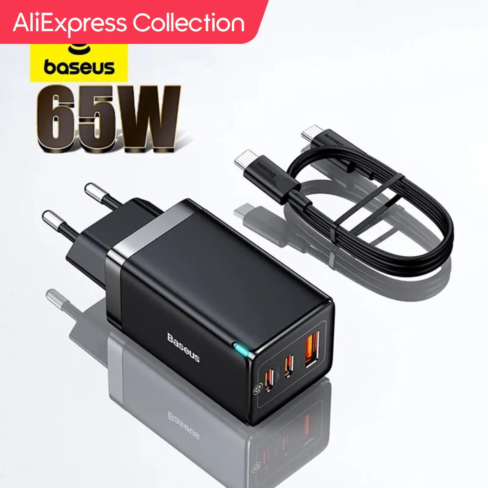  Baseus 65W GaN Charger Quick Charge 4.0 3.0 Type C PD USB Charger Portable QC4.0 3.0 Fast Charger For 