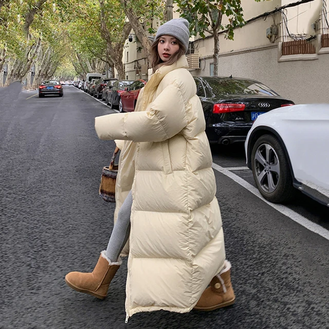 GIDYQ зимнее толстое теплое длинное хлопковое пальто для женщин Свободные Пуховики с воротником-стойкой корейские универсальные большие парки с одеялом парка Новинка 1