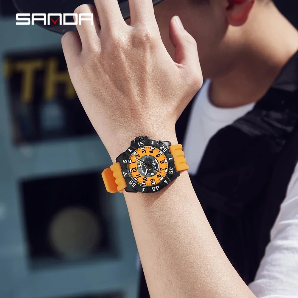 SANDA 2023 Top Luxury Sport Men Quartz Watch Casual Style Military Watches Men 50M Waterproof Male Clock relogio masculino 3209