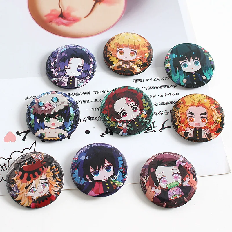 Anime Second element Q Version Badge Bar Butterfly Endure Tanjirou Fugang Yi Yong Shan Yi Yan Column Pendant Anime Peripheral