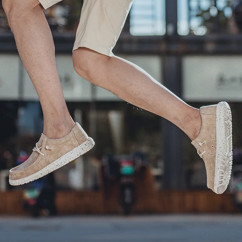 New Summer Men's Canvas Shoes Comfortable Soft Men's Shoes Breathable Men Vulcanized Shoes Slip Wear Men's Casual Flat Shoes 3