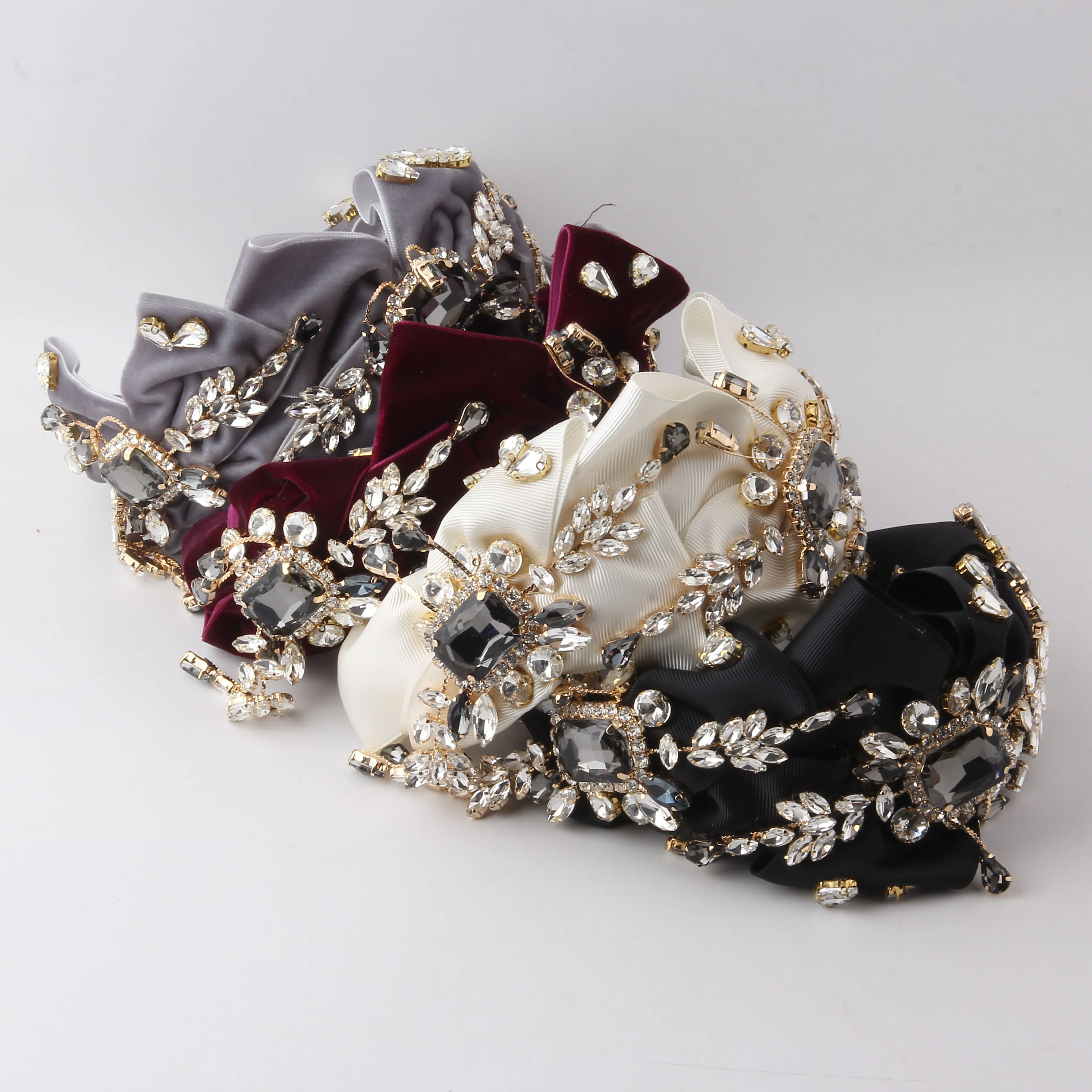 

New Luxury Heavy Handmade Bridal Hair Bow Crystal Rhinestone Headpiece Baroque Hairband Summer Accessories Hairbands 455