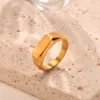 Stainless Steel Signet Ring for Men Women,Gold Silver Color Band Ring Pinky Ring Cool Finger Ring,Simple Jewelry Gift for Him 4
