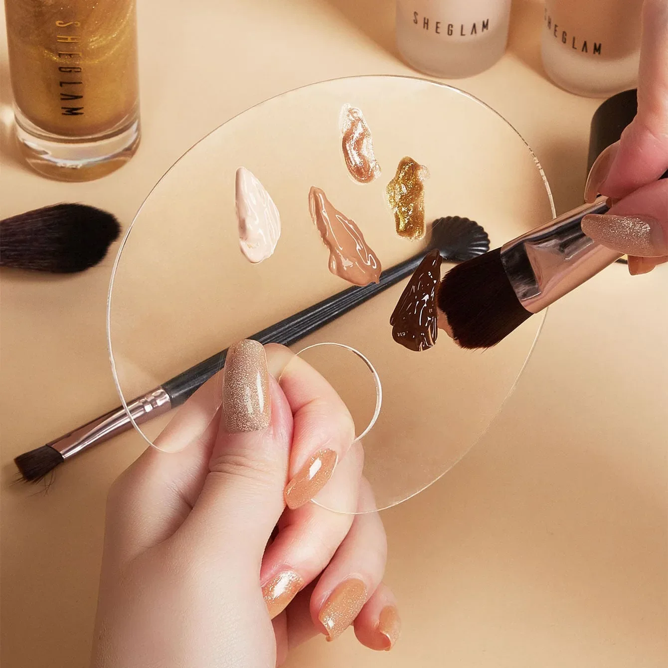 Acrylic Makeup Palette Spatula Liquid Foundation Eye Shadow Mixing Cream Pigments Nail Art Manual Cosmetic Beauty Tools makeup mixing palette makeup tool