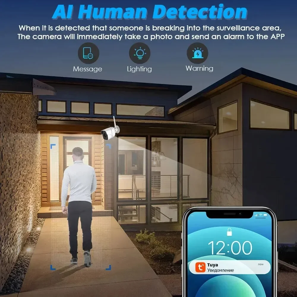 ANSVICAM Tuya 5MP Outdoor Bullet 5G WiFi Camera Outdoor Waterproof Wireless Security Surveillance IR Night Vision Motion Cameras 5