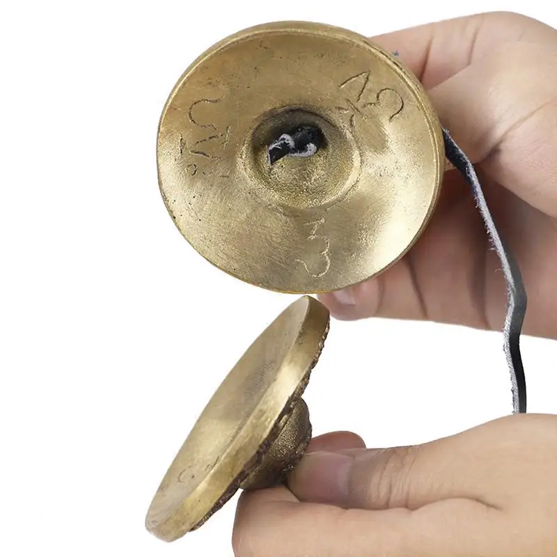 1 Pair Yoga Cymbals Brass Cymbal Bell Chimes Tibetan Buddhist Style Tingsha Meditation Yoga Accessory Instrument Cymbals