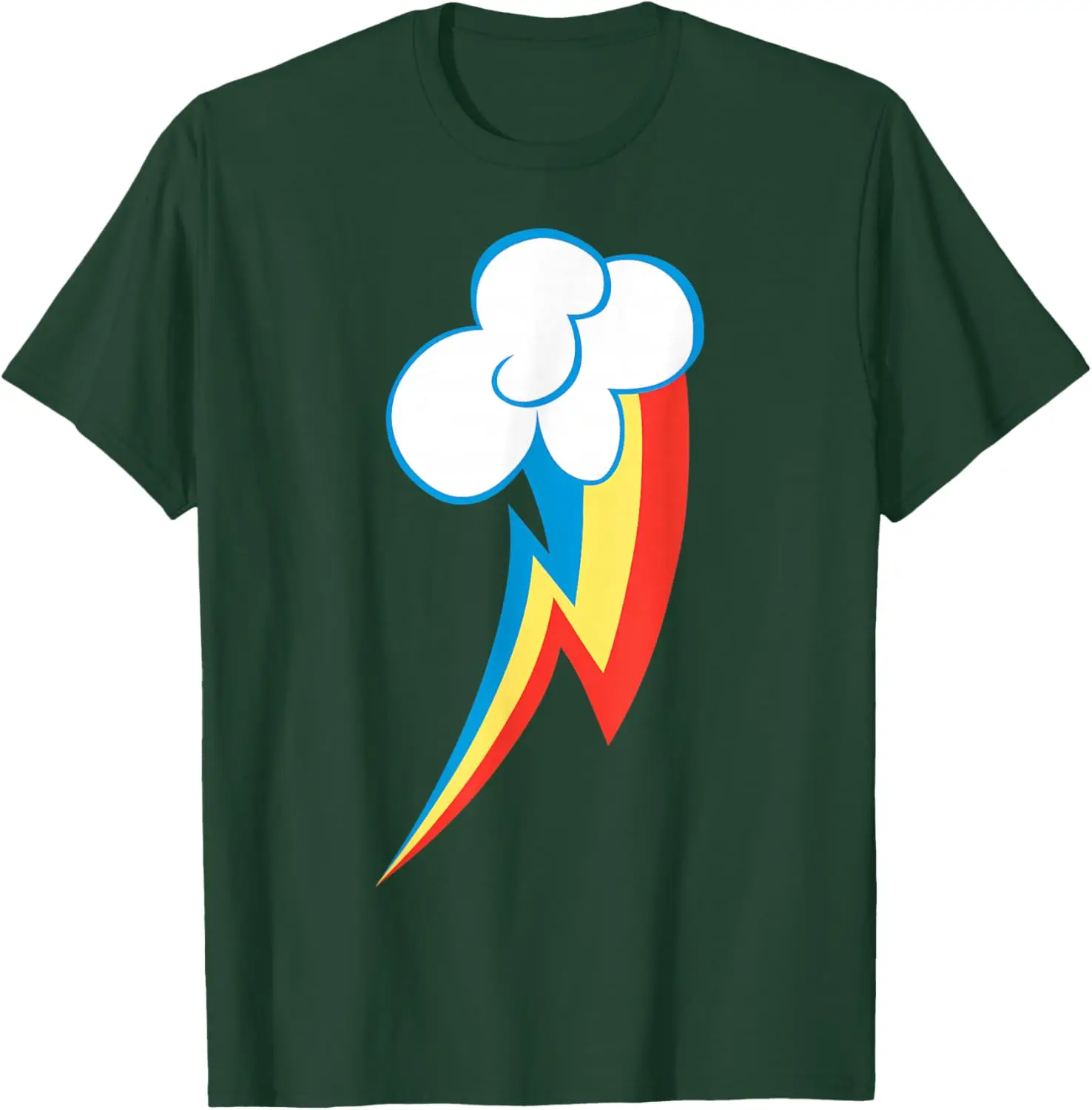 Rainbow Lightning Cloud Graphic Tee - Breathable Cotton Short Sleeve Shirt