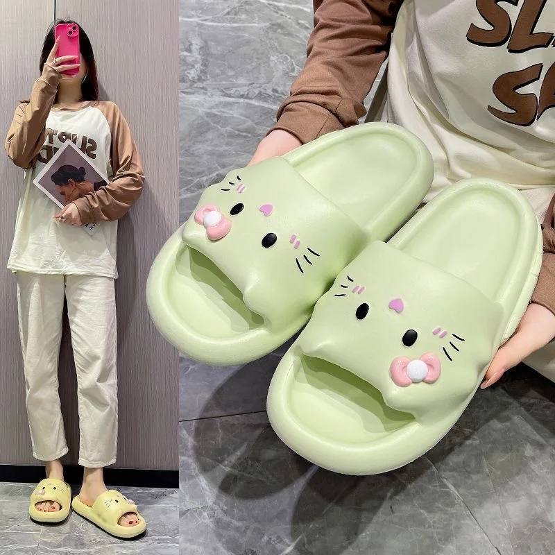 Sanrio Slippers Hello Kitty  Cinnamoroll Kuromi Slippers Kawaii Women Indoor Slippers Comzy Anti-Slip House Flat Slipper 4