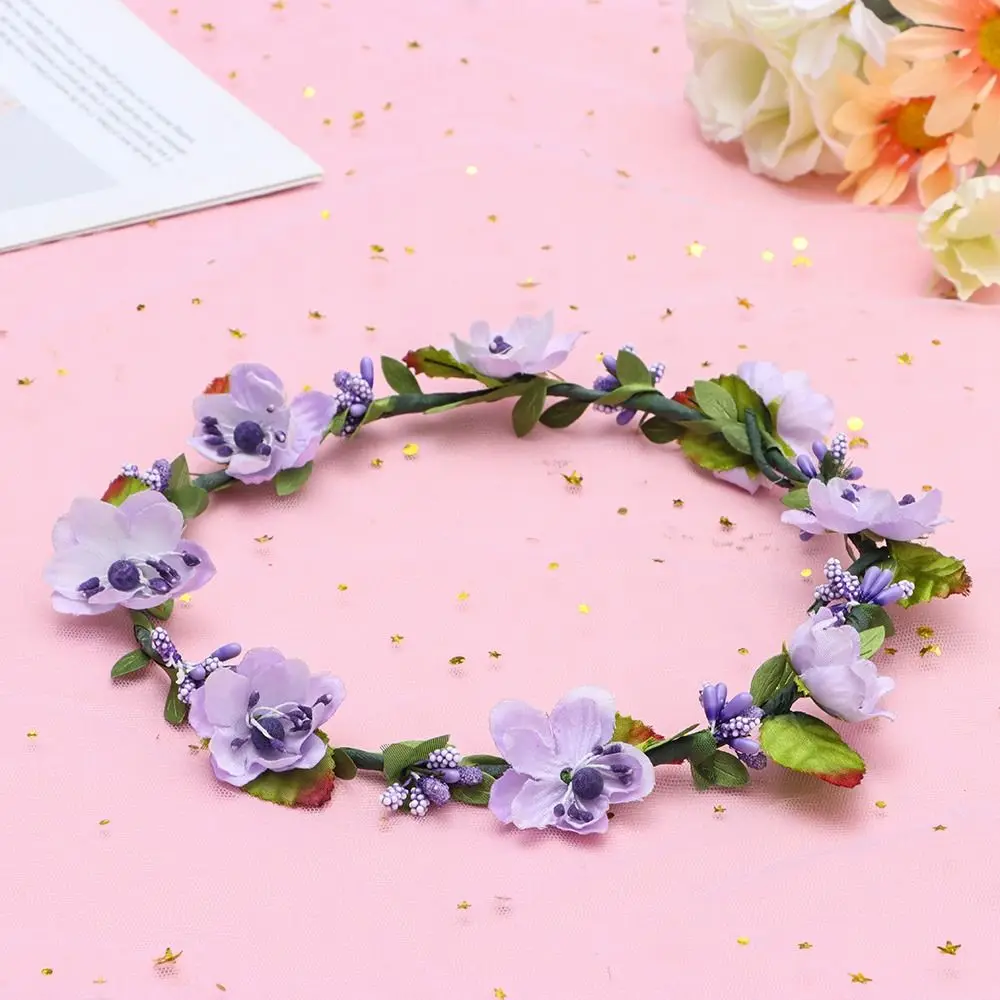 Mode Blume Krone Frühling Böhmen Blume Krone Frauen Stirnbänder verstellbare Band Mädchen Blumenkranz Braut Halo Kopf bedeckung – Detail 9