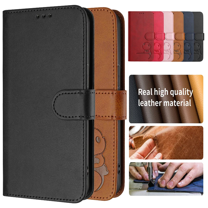 Premium Flip Leather Wallet Case with RFID Protection and Magnetic Stand