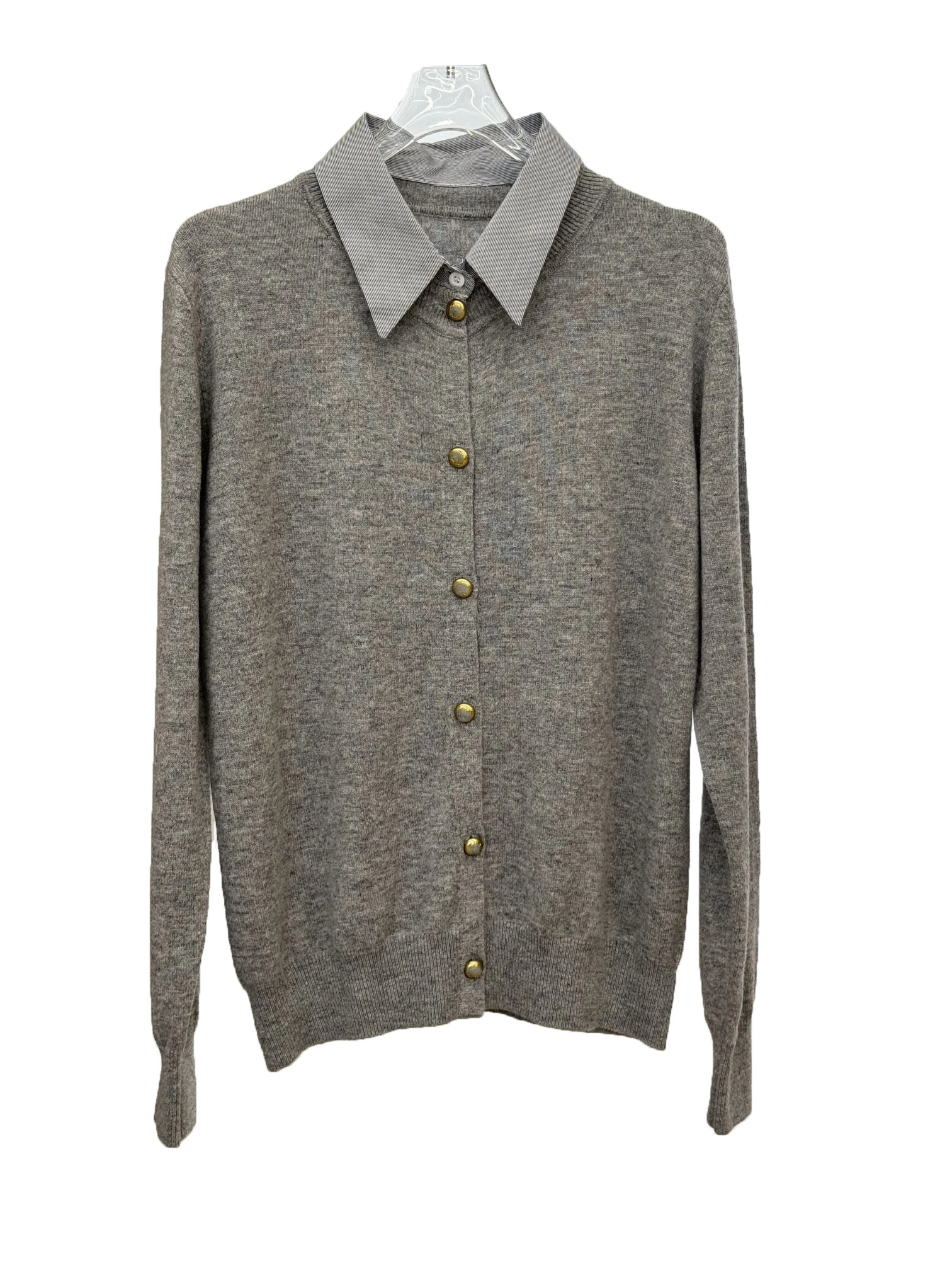 

Splicing shirt collar cardigan fashion casual personality comfortable versatile 2024 fall and winter new 1218