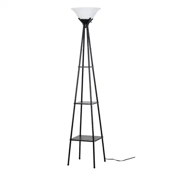 Metal Etagere Floor Lamp Charcoal Finish 1