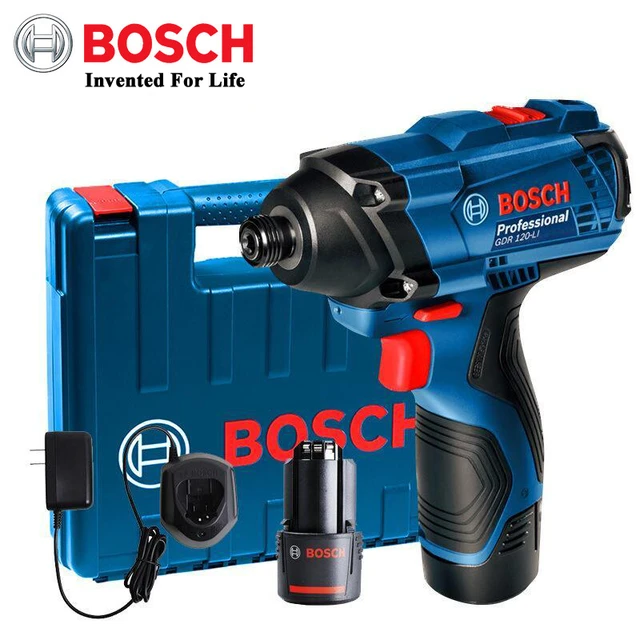 Bosch-destornillador de impacto eléctrico GDR 120-LI, taladro de mano con  batería de litio recargable