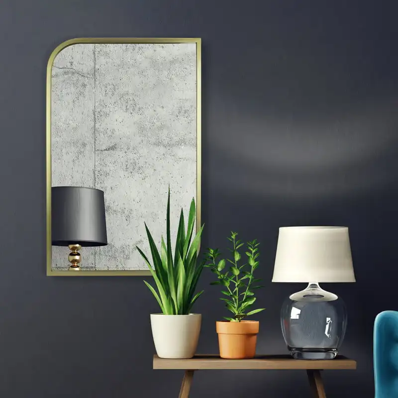 

Gold Metal Rounded and Pointed Rectangular Wall Mirror