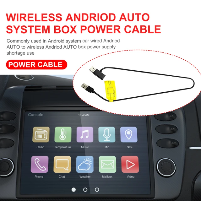 Cable de alimentación de caja AI de 12V, Cable adaptador de coche, evita el  reinicio, CarPlay inalámbrico, Android, línea de dos puntos automática,  puerto USB, fuente de alimentación - AliExpress