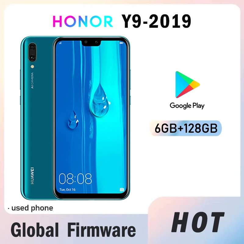 HONOR Y9-2019 Smartphone Global Firmware 6.5-inch Battery 4000 mAh Dual SIM CPU Haisi Qilin 710 used phone