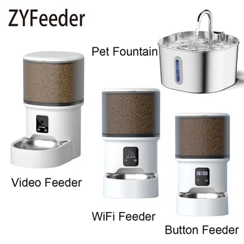 Smart WiFi pet feeder with camera and fountain