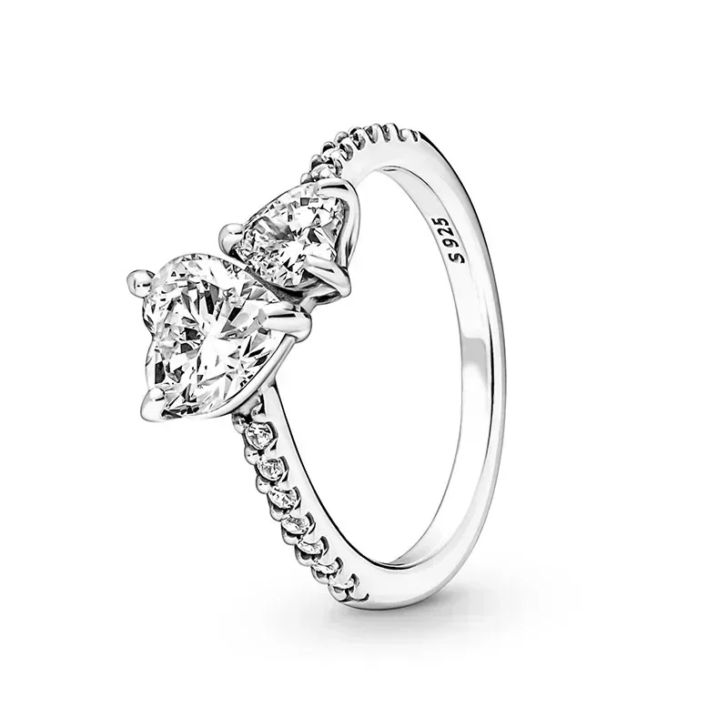 925 sterling silver circular heart-shaped couple ring classic charm jewelry silver heart ring silver rings silver ring