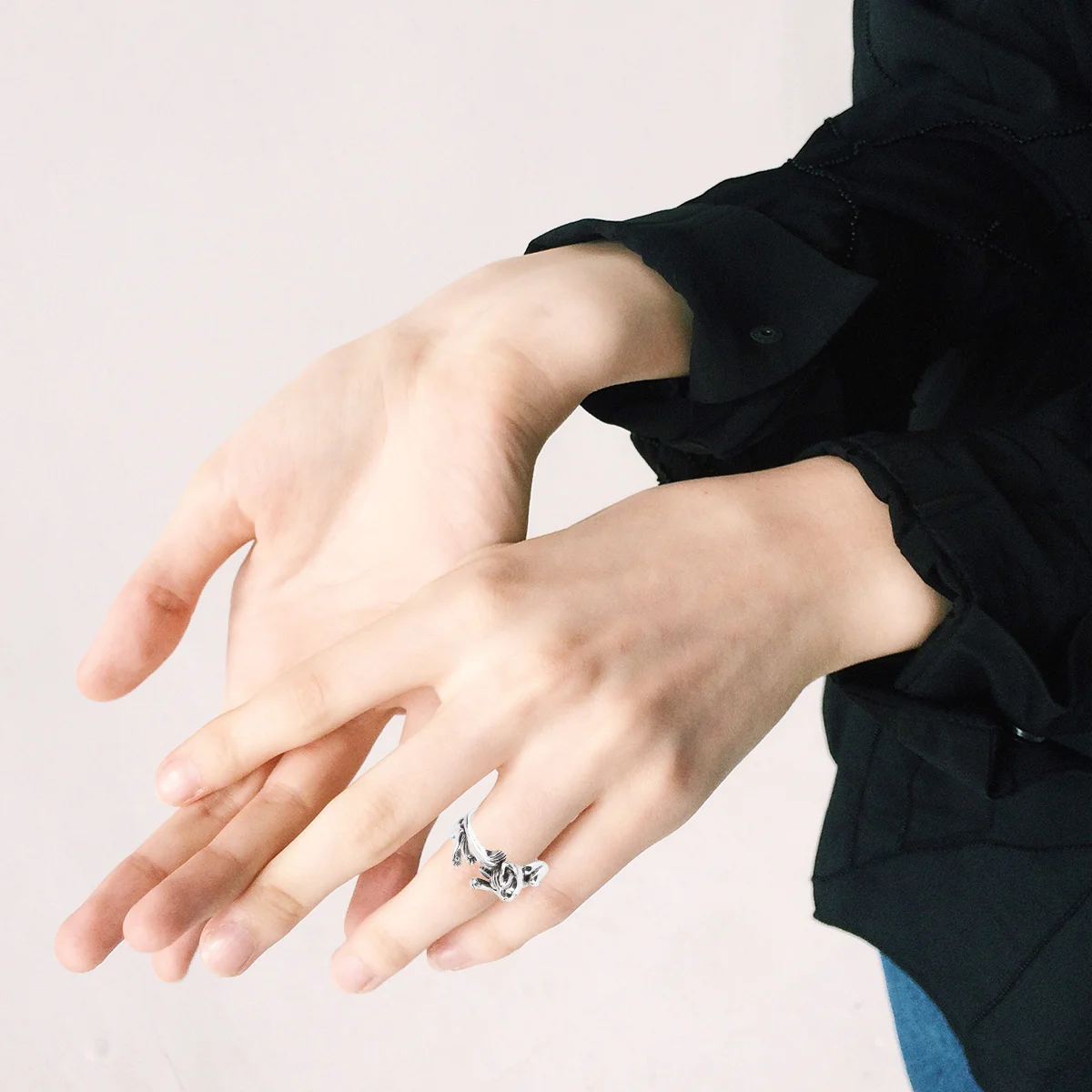 링 고양이 열기 조절 가능한 빈티지 반지 토템 웃긴 패션 쌓을 수 있는 약속 성명 밴드 성인용 멋진 손가락 주얼리 선물