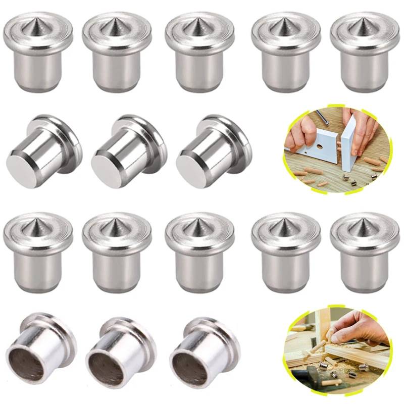 4/16pcs Dowel Centre Point Pin Set Wood Timber Marker Hole Tenon Center Set 6/8/10/12mm Wood Drill Power Accessories Tools Plugs 16pcs dowel centre point 6 12mm wood timber marker hole tenon center set silver high quality chrome plating