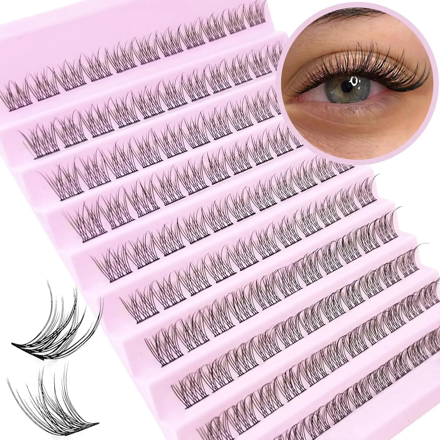 New 120 Bundles 3D Mink Individual Dovetail Eyelash Extension Makeup Natural 3D Cluster Eyelashes Professional Flared Lashes